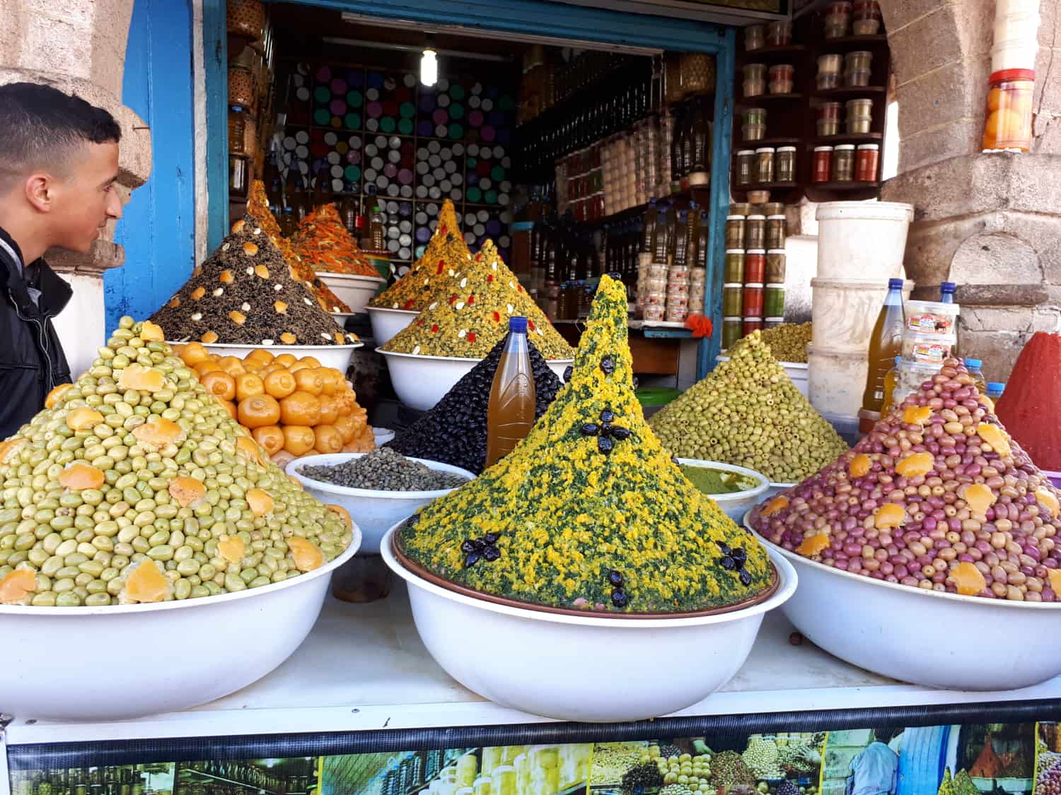 Souk with olives and spices